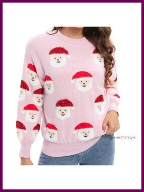 Ugly Christmas Sweater Womens Soft Acrylic Blend Fuzzy Knit Pullover Crew Neck